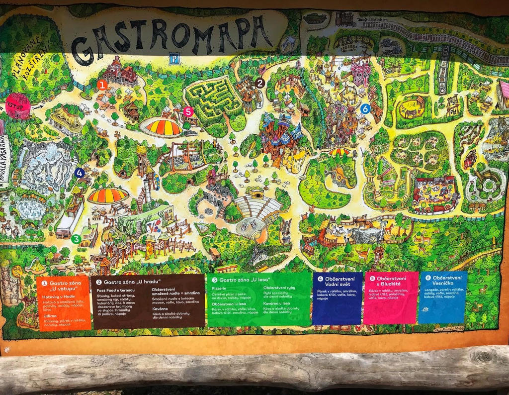Gastro mapa v parku Mirákulum v Milovicích